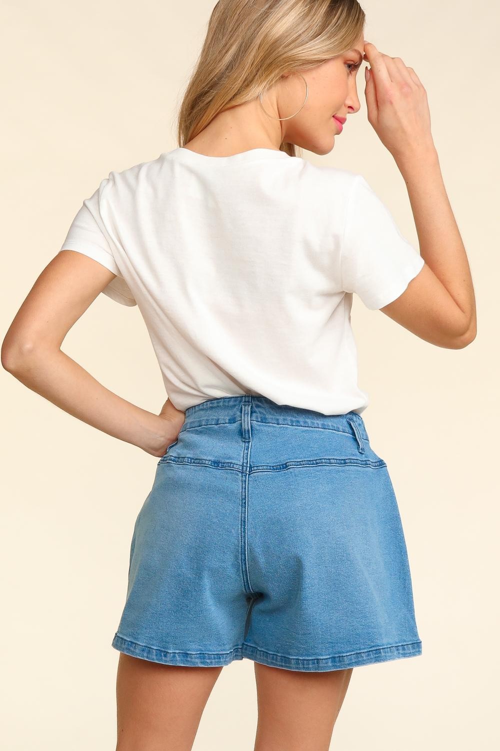 Short en jean délavé taille haute Haptics avec braguette boutonnée