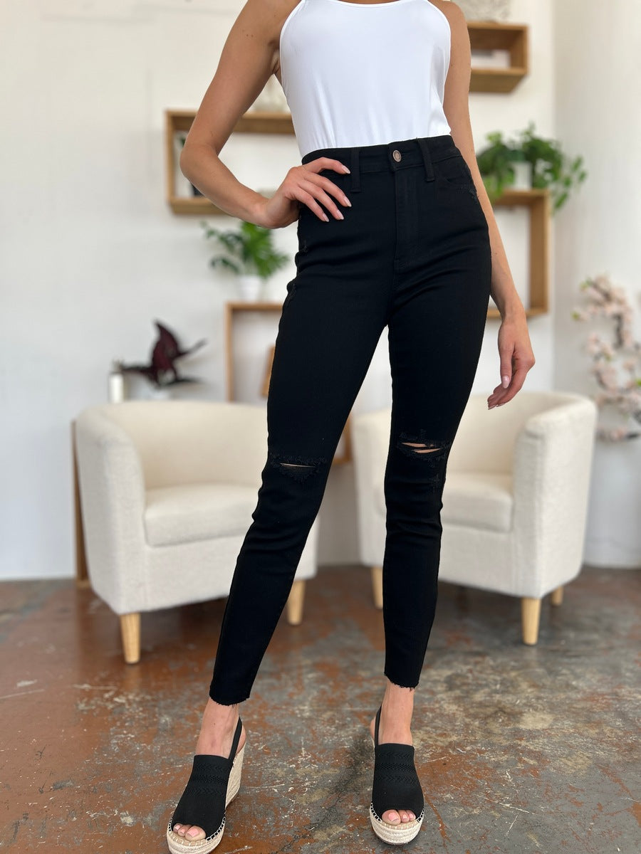 Jean skinny taille haute effet vieilli Judy Blue