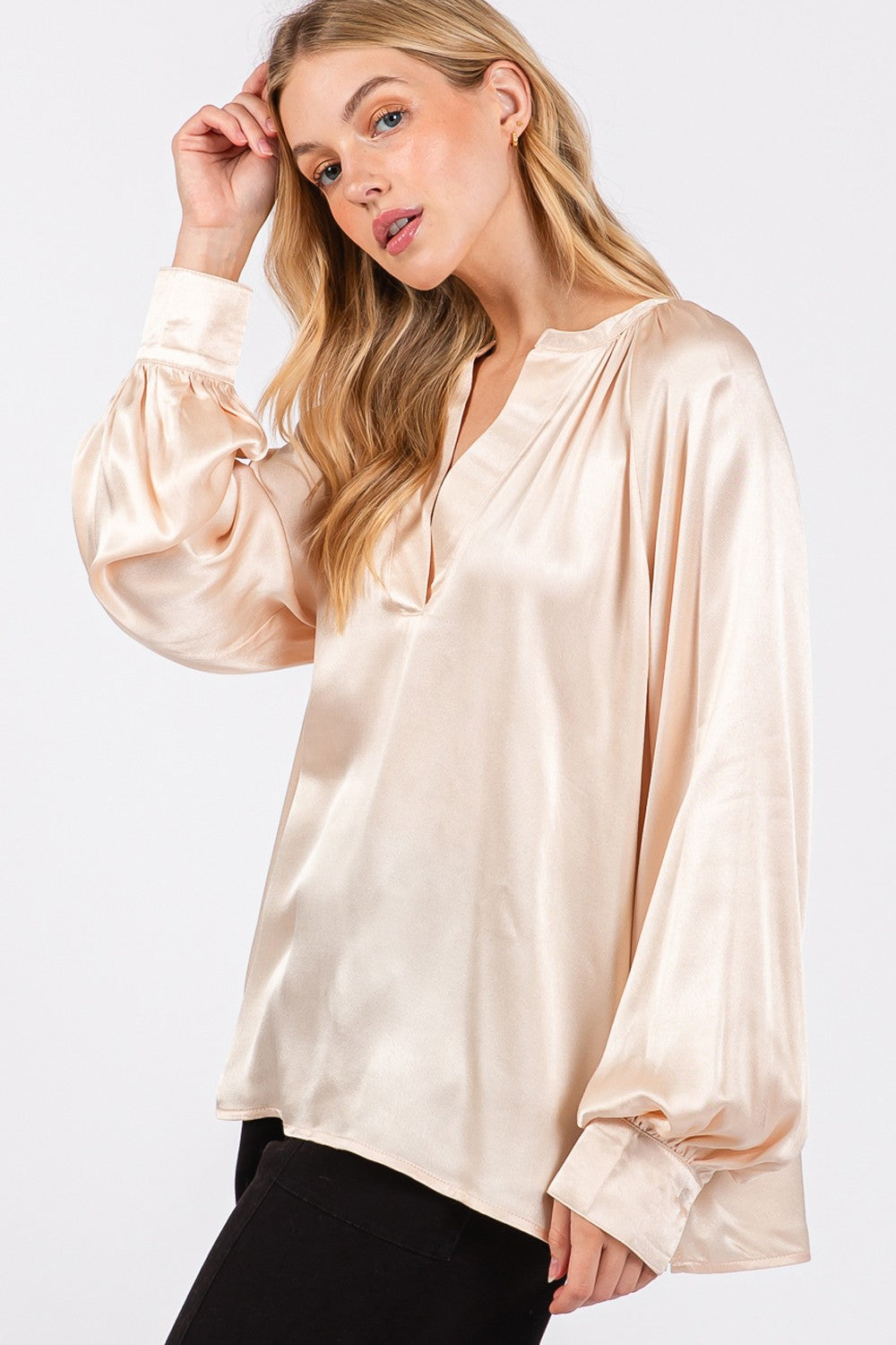 Blusa de manga larga con muescas SAGE + FIG