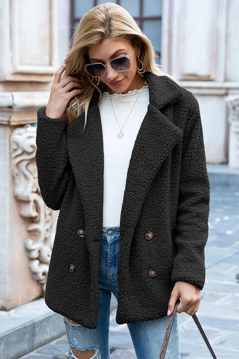 Ivy Lane Full Size Lapel Collar Sherpa Coat