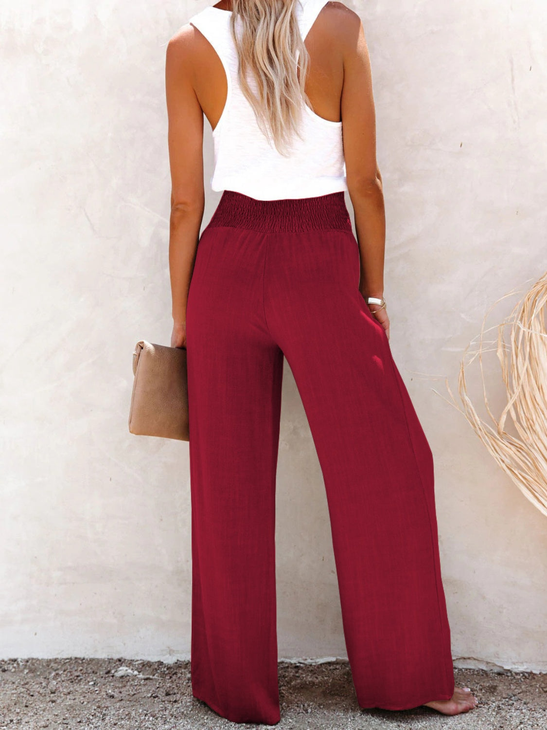 Full Size Decorative Button High Waist Pants