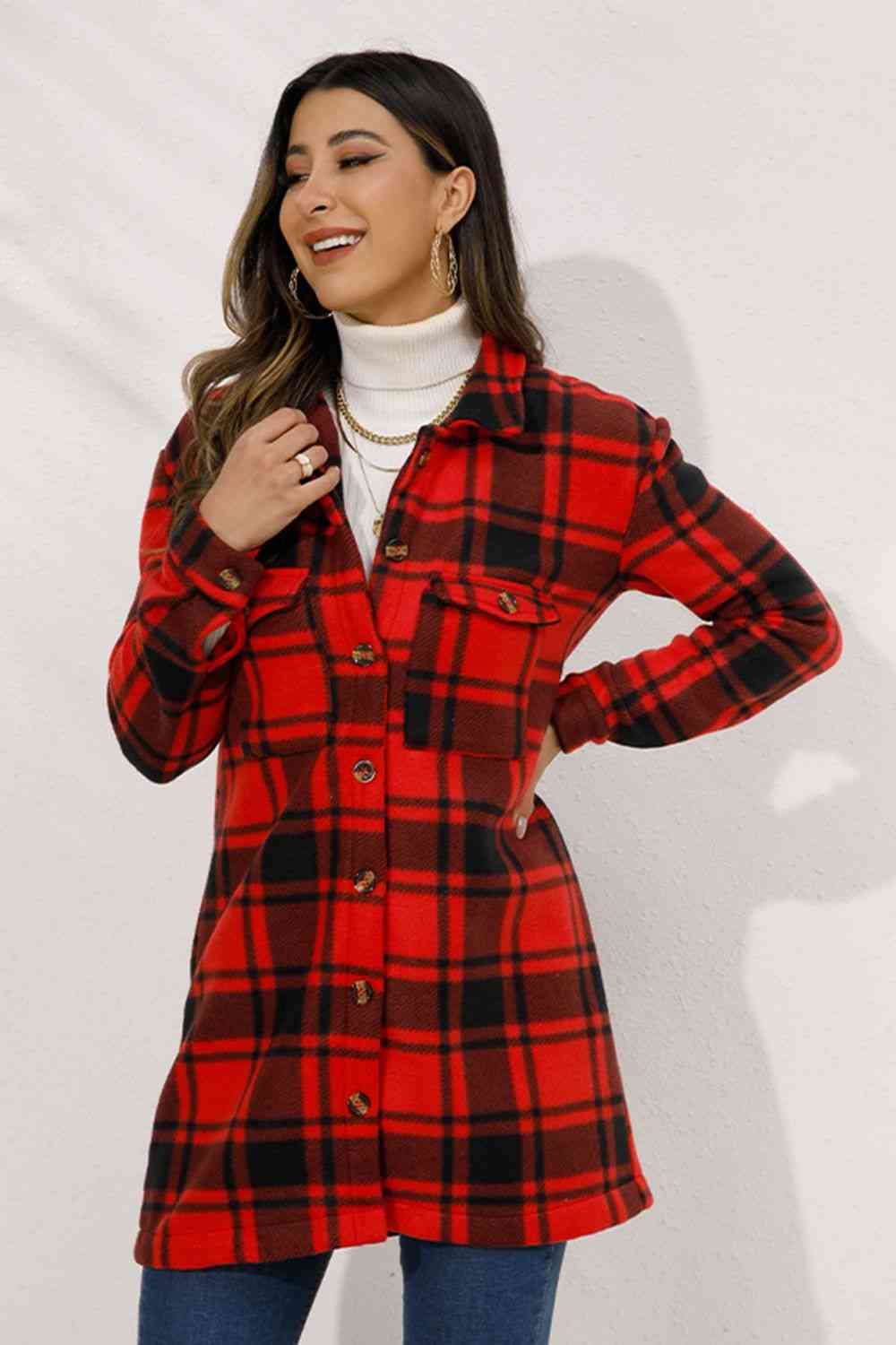 Plaid Collared Longline Coat